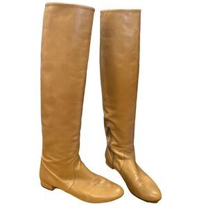 REVOLVE Prada Napa Butter Leather Tan OTK Knee High Boots Size 39.5